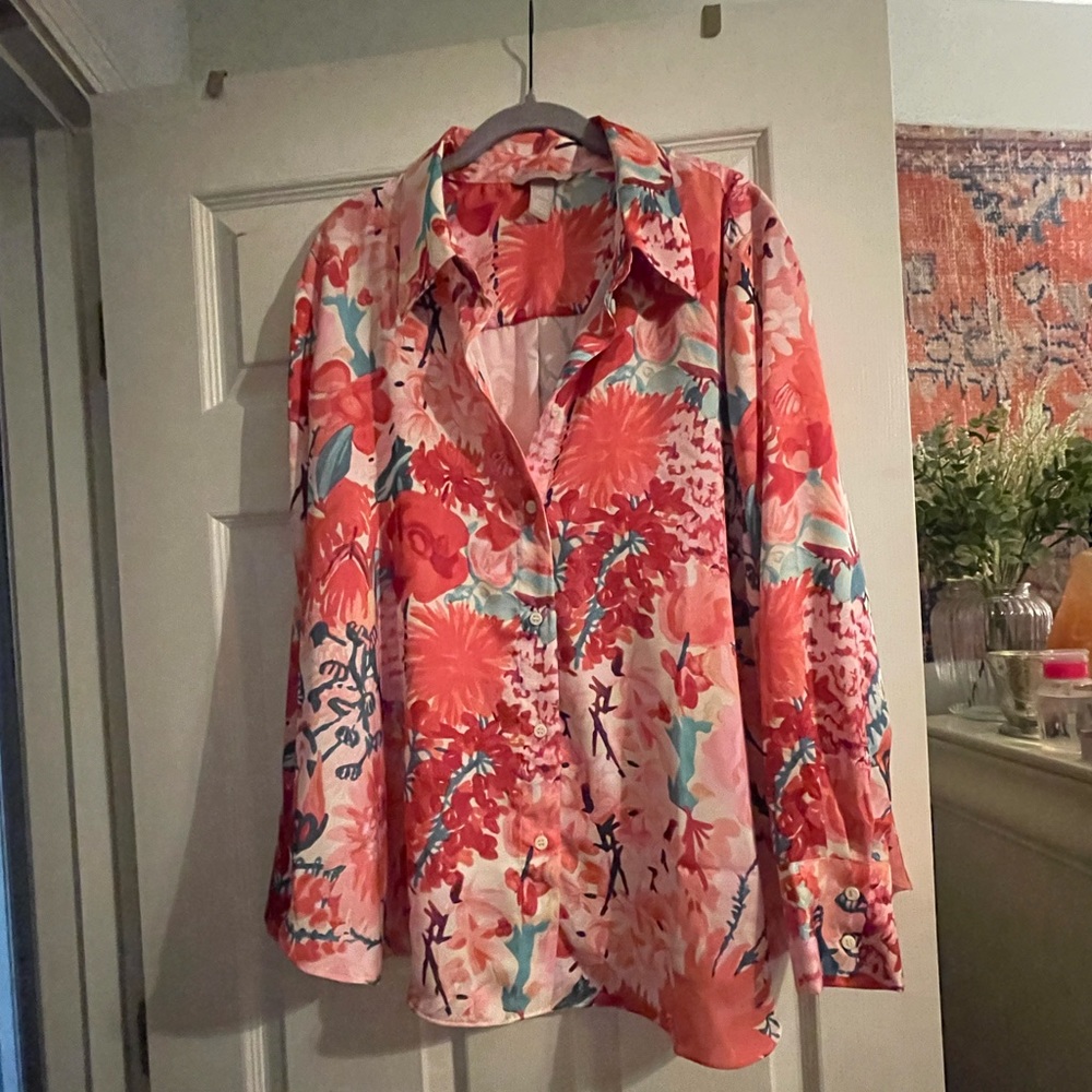 H&M multicolor satin blouse